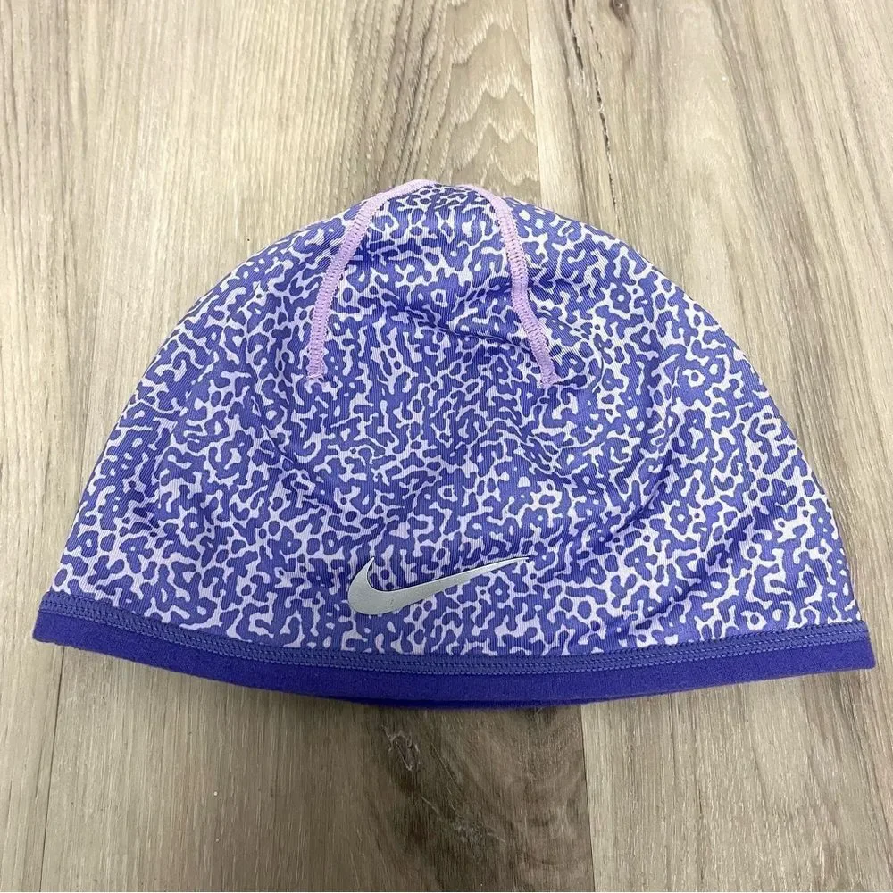 Nike Hat Girls OS‎ Dri-Fit Reversible Purple Patterned Running Beanie